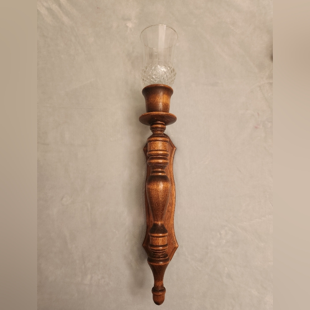Home Interiors Wooden Carved Sconce and Diamond Crysral Sconce Candle Holder - Picture 2 of 10